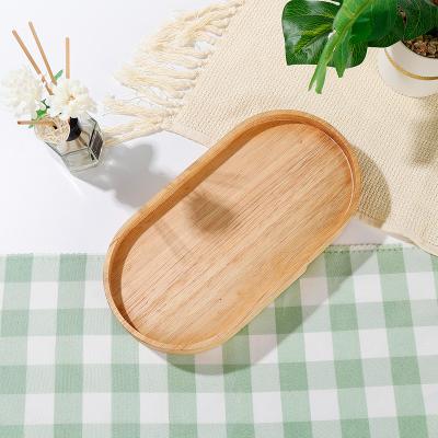 China Serving Tray Factory New Oval Rubber Wood Tray Nordic Minimalist Classic Hotel Direct Sales 2022 Food Wood Tray for sale