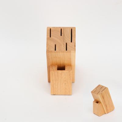 China Durable high quality natural rubber wooden knife holder knife block with 5 flutes and a slot for scissors for sale