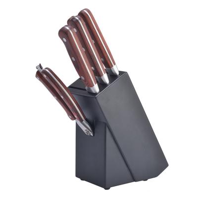 China Durable Matte Black Wooden Knife Block Universal Rubber Knife Holder For Modern Kitchen for sale