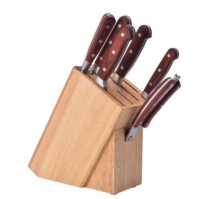 China Workable Universal Wooden 7 Slot Knife Block Without Knives Organizer and Knife Storage Rack for sale