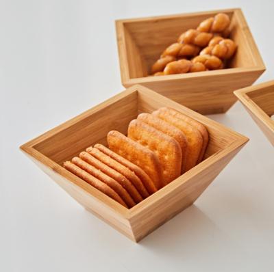 China Eco-friendly Creative Living Room Bamboo Snack Box Serving Tray With Handles For Food Fruit Tea Dishes for sale