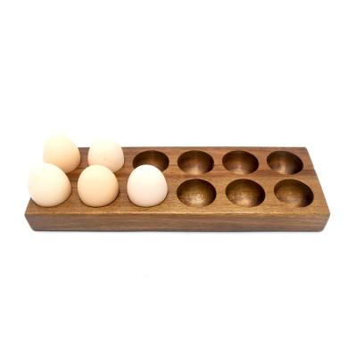 China Custom Wholesale High Quality Viable Wooden Egg Tray Kitchen Tool Egg Storage Rack Wooden Egg Holder for sale