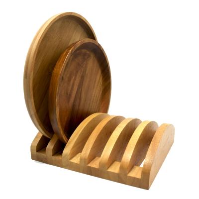 China Good Quality Rubber Wooden Dish Rack Pot Holder Stand Lid Holder For Kitchen Storage Organizer for sale