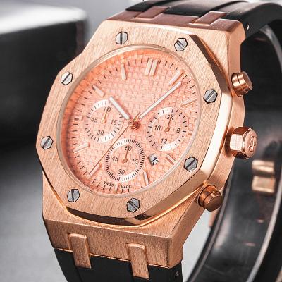 China Quartz Full Watch Calendar Sports Casual Watches For Men Blue Top Brand Luxury Military Leather Wrist Watch for sale