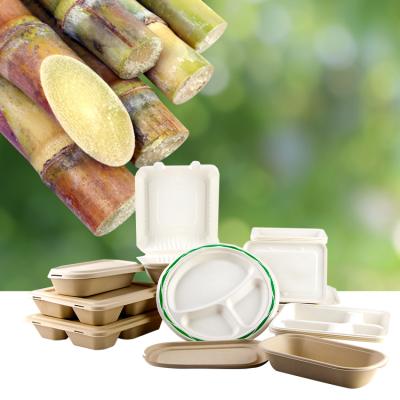 China Disposable Biodegradable Take Away Pizza Burger Burger Bento Meal Fast Food Pulp Lunch Bagasse Sugar Cane Wrapping Paper Box for sale