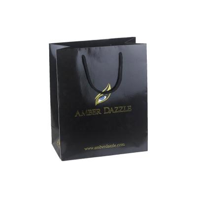 China Custom Large Recyclable Heavy Duty Luxury Shopping Glossy Black Paper Tote Bags With Your Own Logo for sale