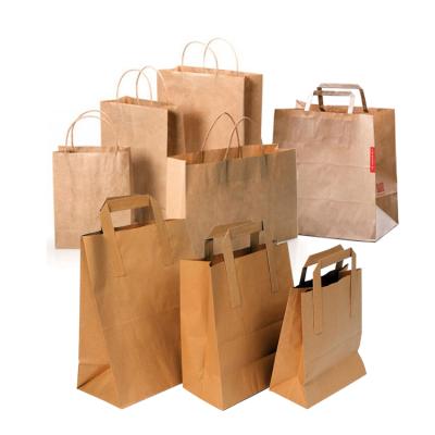 China Wholesale Cheap Custom Recyclable Brown Kraft Paper Shopping Logo Printing White Food Takeaway Takeaway Bag With Twisted Handles for sale