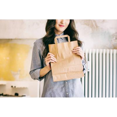 China Eco-friendly Recyclable Cheap Price Recycle Brown Kraft Shopping Carry Supermarket Paper Bag Plain With Handles for sale