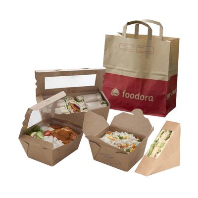 China Brown Recyclable Flat Bottom Hamburger Sandwich Food Restaurant Kraft Paper Take Out Bag For Food Packaging for sale