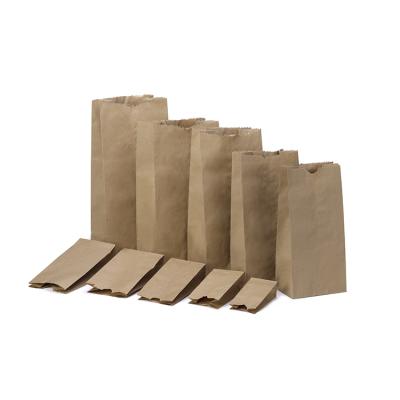 China Recyclable Custom Grocery Store Plastic Lined Brown Flat Bottom Paper Kraft Bag Without Handles For Food for sale