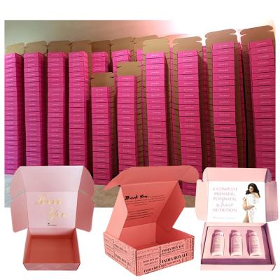 China Wholesale Custom Small Big Recyclable Logo RP Ad Packaging Jewelry Gift Cardboard Kraft Paper Mailing Boxes Pink Brown Black White for sale