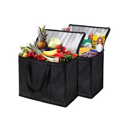 China Recyclable reusable laminated nonwoven rpet pp fabric packaging nonwoven shopping cooler custom print waterproof carry bag for food delivery for sale