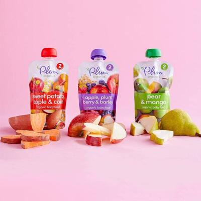 China Custom Printed Moisture Proof Organic Fruit Juice Yogurt Drink Side Spout Bag Doypack Packaging Reusable Squeeze Baby Food Pouches With Cap for sale