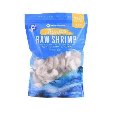 China Top Wholesale Custom Printed Large Zipper Food Grade Resealable Zipper Laminated Frozen Plastic Shrimp Seafood Packaging Bag for sale