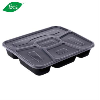 China Freshness Preservation Disposable Bento Boxes 5 Compartment Plastic Lunch Containers Take Away No Leakage for sale