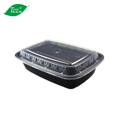 China American Black Microwavable Rectangular 800ml PP Lunch Box Food Container Disposable Rectangular Material for sale