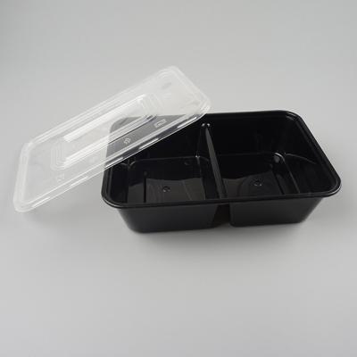 China Recycled Materials Two Compartment Microwave And Safe Plastic Disposable Lunch Box For 500ml for sale