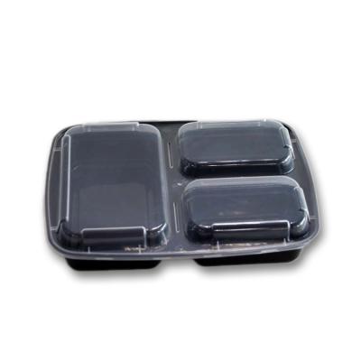 China Package For Food 3 Compartment PP Hot Plastic Disposable Fast Food Takeaway Lunch Packaging Containers for sale