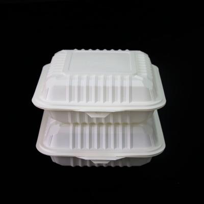 China Eco-friendly Disposable 8 Inch 3 Compartment Biodegradable Starch Material Food Container Disposable Lunch Box for sale