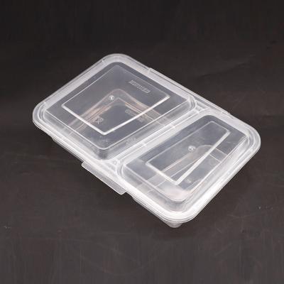 China Two Compartment Lunch Box PP Rectangle Lunch Box Food Grade Container Microwavable Material for sale