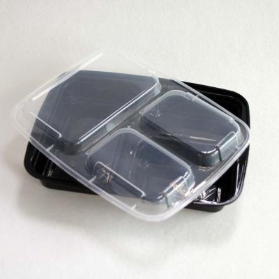 China Traditional 3 Compartments PP Microwavable Disposable Food Container Eco - Friendly Lunch Box for sale