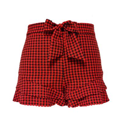 China Anti-Wrinkle Grid Plaid Shorts Women Summer Jerk Off Sexy Custom Half Zipper Shorts for sale