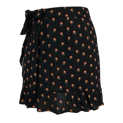 China Girls Flower Black Plus Size Shorts Faldas Verano Sexy Summer Fabric Mini Printing For Women Skirt for sale