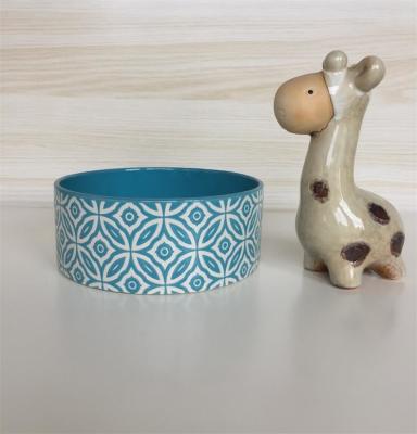 Cina Le ciotole ceramiche del cibo per cani della decalcomania a 7 pollici del TD 17.8cm, ciotola ceramica blu del cane hanno modellato in vendita