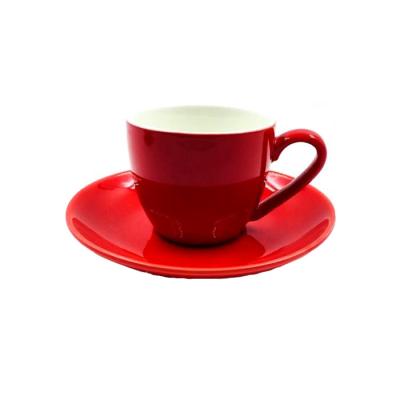 China Helles 275ml 10oz personifizierte Kaffee-Tasse und Untertassen-modernes Rot zu verkaufen