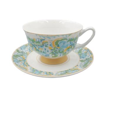 China Kundengerechtes japanisches Porzellan der Tasse und Untertassen-7oz mit elegantem Muster zu verkaufen