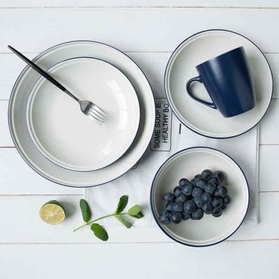 Κίνα Κυκλικό μπλε μινιμαλιστικό Dinnerware πορσελάνης μεταλλινών, Dinnerware 4 κομματιού σύνολο προς πώληση