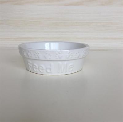 China La altura los 4.5cm personalizó a Cat Bowl de cerámica, logotipo de cerámica blanco de Cusomized del cuenco del perro en venta