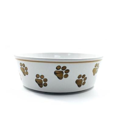 Cina Le orme dei cani hanno dipinto la ciotola ceramica dell'alimento per animali domestici, Cat Bowl Customized ceramica a 8 pollici in vendita