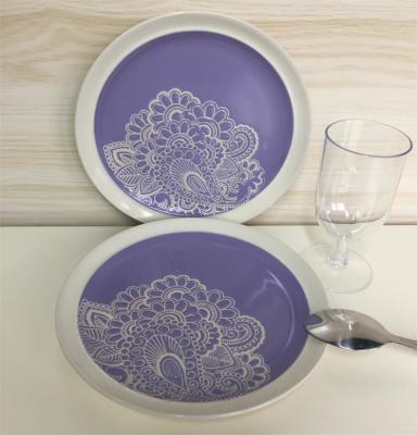 China De met de hand geschilderde Gepersonaliseerde Ceramische Familie plateert Ce goedkeurt Verglaasd Purple Te koop