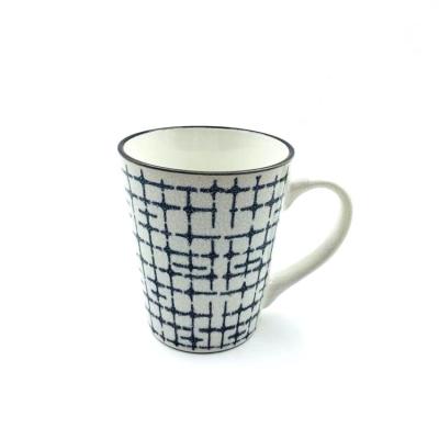 China Geometric Pattern Hand Painted 350ml Ceramic Coffee Mugs SGS Approve for sale