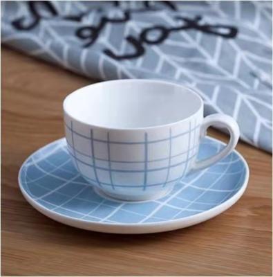 China Cloth Patterned New Bone China Ceramic Cup And Saucer Set For Gift for sale