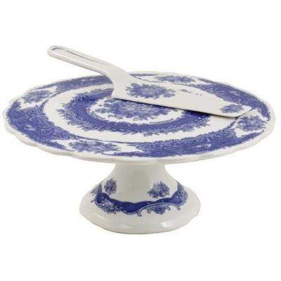 China Chinese Ceramic Plate Porcelain Cake Stand Blue And White Color for sale