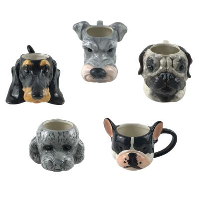 Cina La tazza da caffè ceramica del cane animale sveglio del fronte 3d ha personalizzato dipinto a mano in vendita