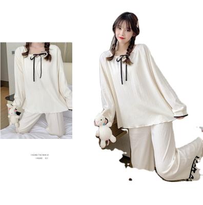 China Home wear princess style pajamas QUICK DRY clothes two-piece suit soft pure long-sleeved beautiful autumn and winter color for sale