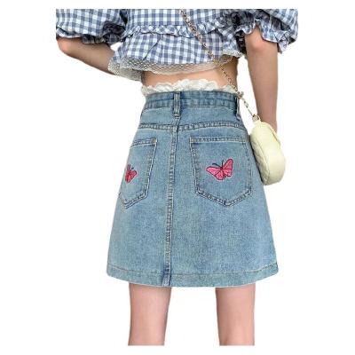 China High Waist Plus Size One Line Plus Size Denim Skirt Women Summer Bag Hip Short Skirt Skirt for sale