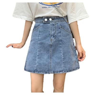 China Plus size summer new style student denim skirt high waist washed short skirt retro hip line a bag female for sale