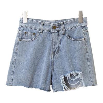 China Irregular Women's Anti-Wrinkle Denim Student Shorts High-waisted And Floppy Slim Wide-Leg Ripped Pants for sale