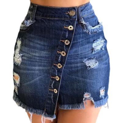 China Women's Breathable Blue Ripped Mini Denim Skirt Casual 2020 New Summer Bodycon Women's Skirt for sale