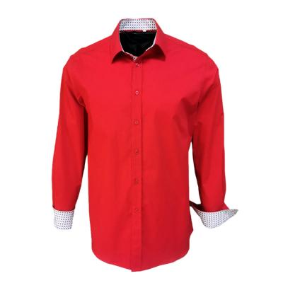 China Wholesale Quality Custom Red Design Mens Dress Shirt Men Long Sleeve Shirt Men's Casual Anti-pilling Button Up Shirt Men for sale