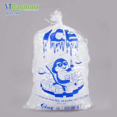 China Disposable 21 Years Experience Pe Heavy Duty Clear Window Ice Packaging Bags Disposable Durable Plastic Ice Bag for sale