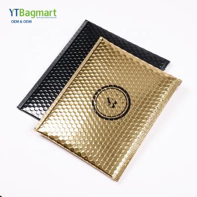 China Custom Size& Logo Metallic Shipping Packaging Poly Mailing Bags Durable/Protective/Recyclable/Shatter Resistance Holographic Black Rose Gold Padded Envelope Bubble Mailer for sale