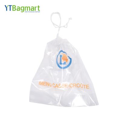 China YTBagmart Recyclable Thick LDPE Clear Plastic Hanging Pharmacy Bags Transparent Handle Drawstring Patient Belonging Bag For Medicine for sale