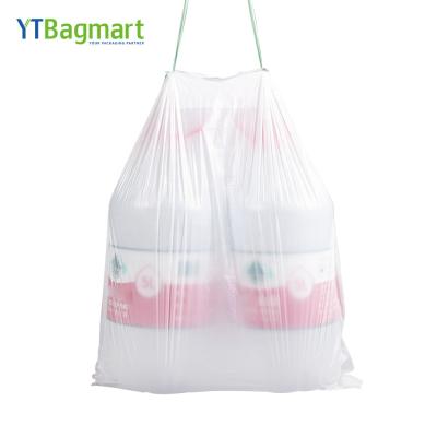 China YTBagmart Disposable High Quality 13 Gallons Heavy Duty Custom Design Portable HDPE Plastic Garbage Bag Garbage Bag With Drawstring for sale