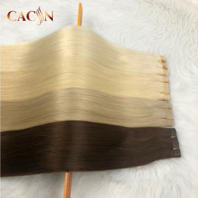 China 12a Grade Double Wave Hair Weft Hair Russian 100% Raw Skin Weft Wholesale Silky Straight Straight Tape Weft for sale