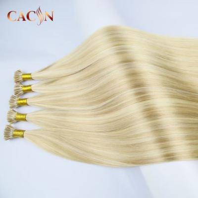 China 100% Real Silky Straight Human Hair Cuticle Straight Human Hair Wholesale Remy Aligned Wave Keratin I Tip Blonde Remy Hair Extensions for sale